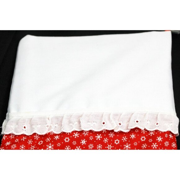 Handmade Vintage 70s 80s Christmas Stocking Girl Red White Prairie Cottage Core - Picture 2 of 6